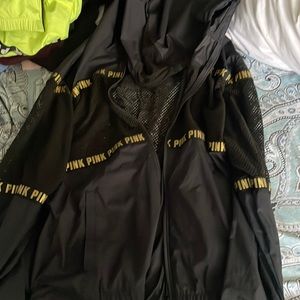 PINK mesh black and gold rain coat jacket